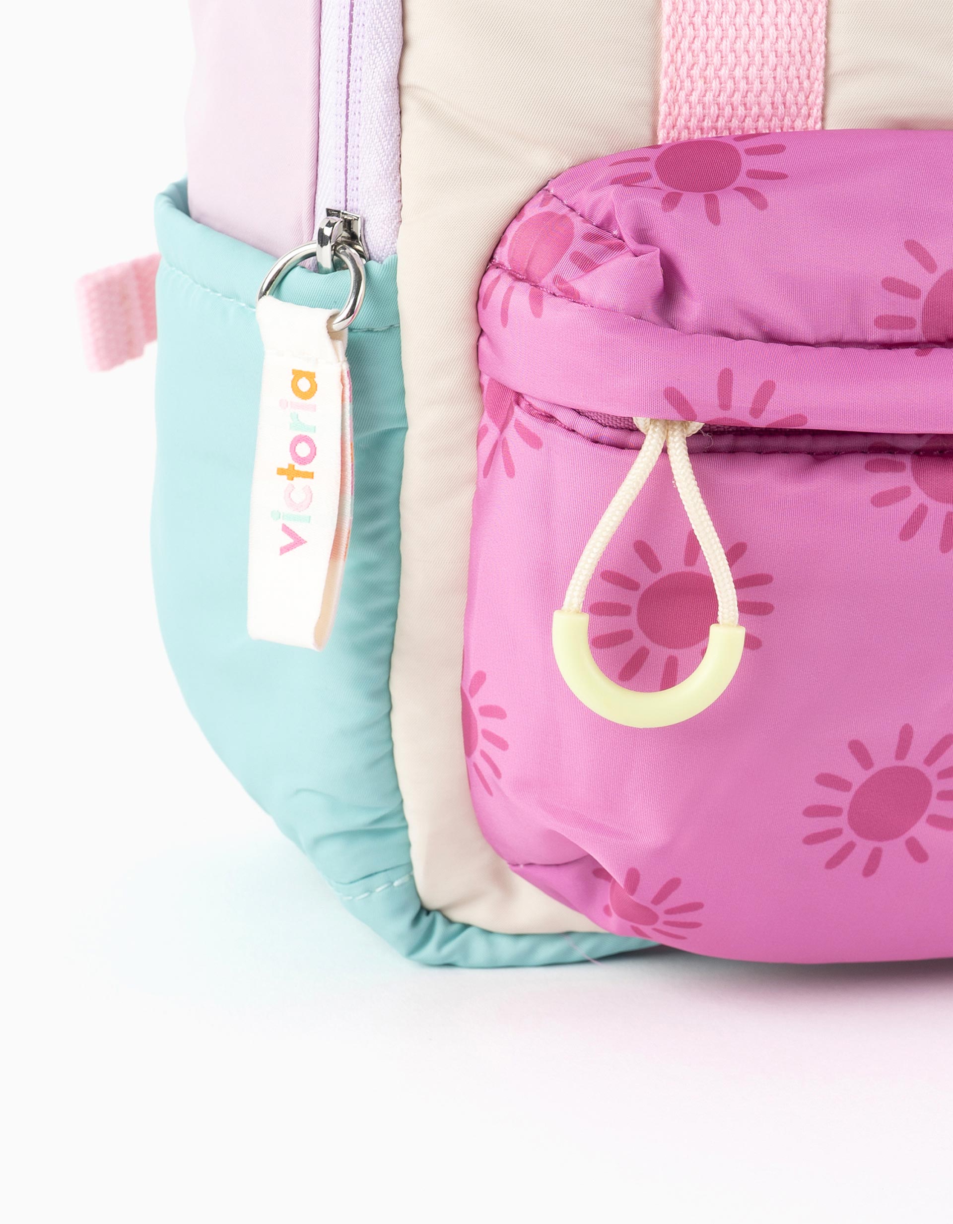 Victoria multi-compartment nylon backpack for baby girls, multicolour