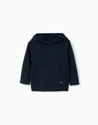 Jersey de punto con capucha B&S para bebé niño, azul oscuro