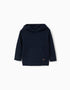Knitted jumper with hood B&S for baby boys, dark blue