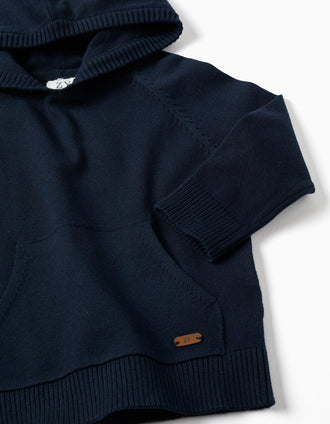 Jersey de punto con capucha B&S para bebé niño, azul oscuro