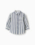 Camisa de algodón y lino a rayas You&Me para bebé niño, blanco/azul
