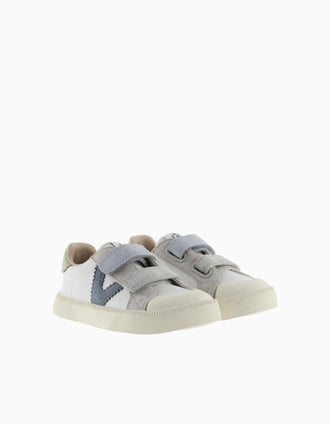 Zapatillas deportivas Barefoot Victoria para niño, blanco/azul