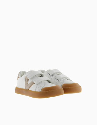 Zapatillas deportivas Barefoot Victoria para niños, blanco/beige