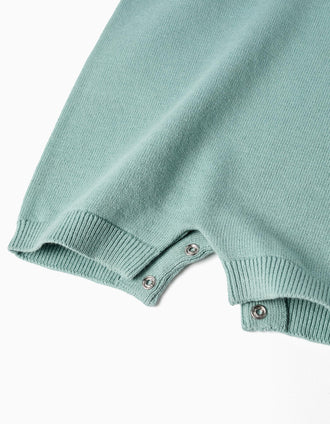 Combishort en maille à rayures pour nouveau-né, vert clair/blanc