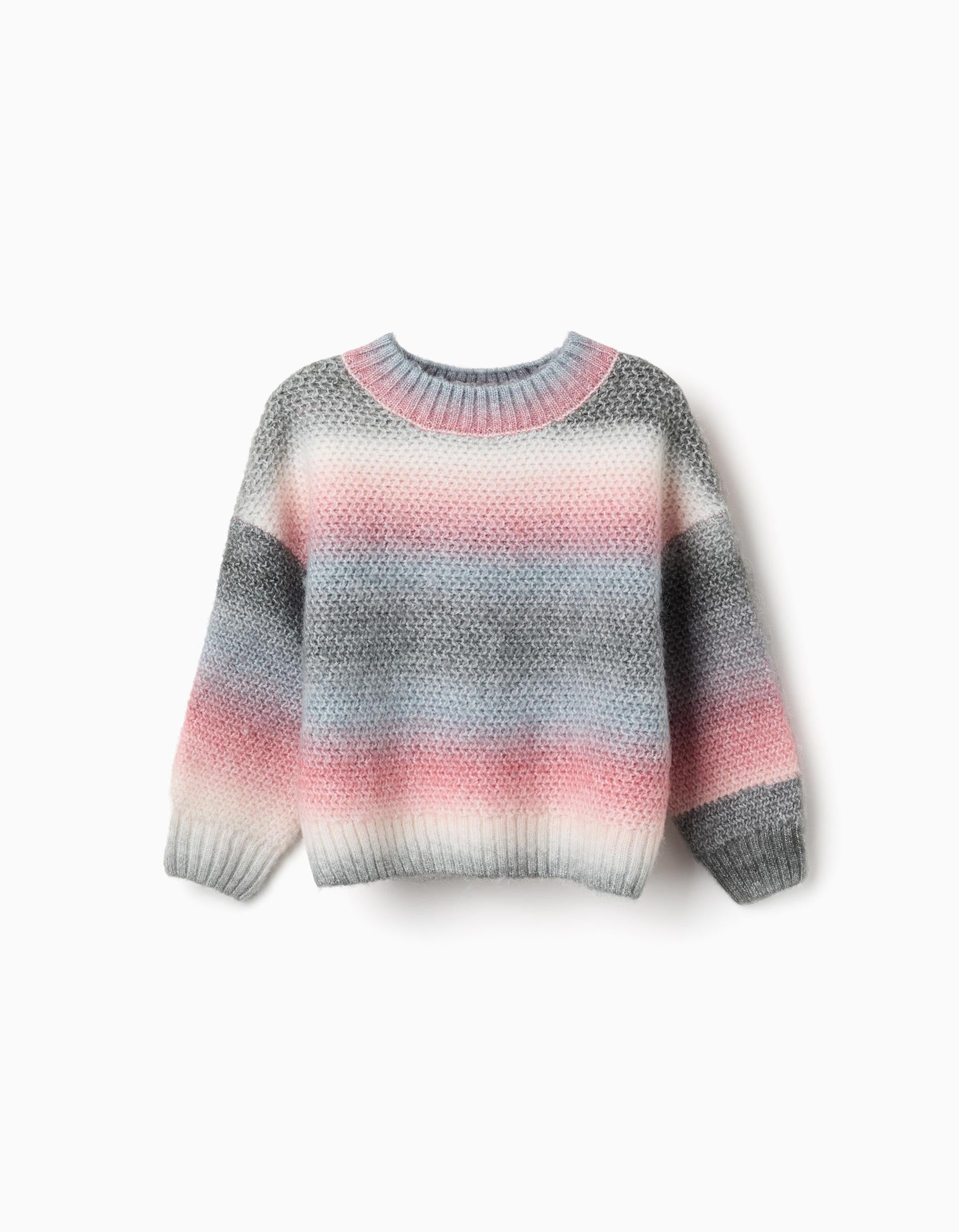 Thick knit jumper with gradient effect for girls, multicolour