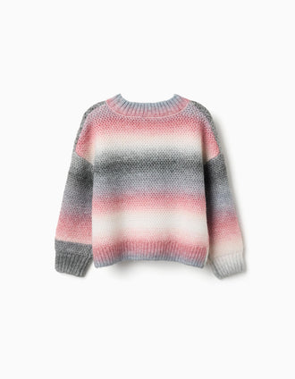 Thick knit jumper with gradient effect for girls, multicolour