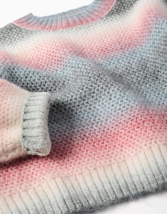 Thick knit jumper with gradient effect for girls, multicolour