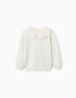 Pull en maille avec col à volants pour fille, blanc