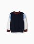 Camisola de malha com colour block para menino, azul-marinho/branco/castanho