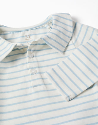 Body polo à manches longues et rayures pour nouveau-né, beige/bleu