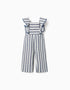 Striped cotton and linen jumpsuit You&Me for baby girls, white/blue