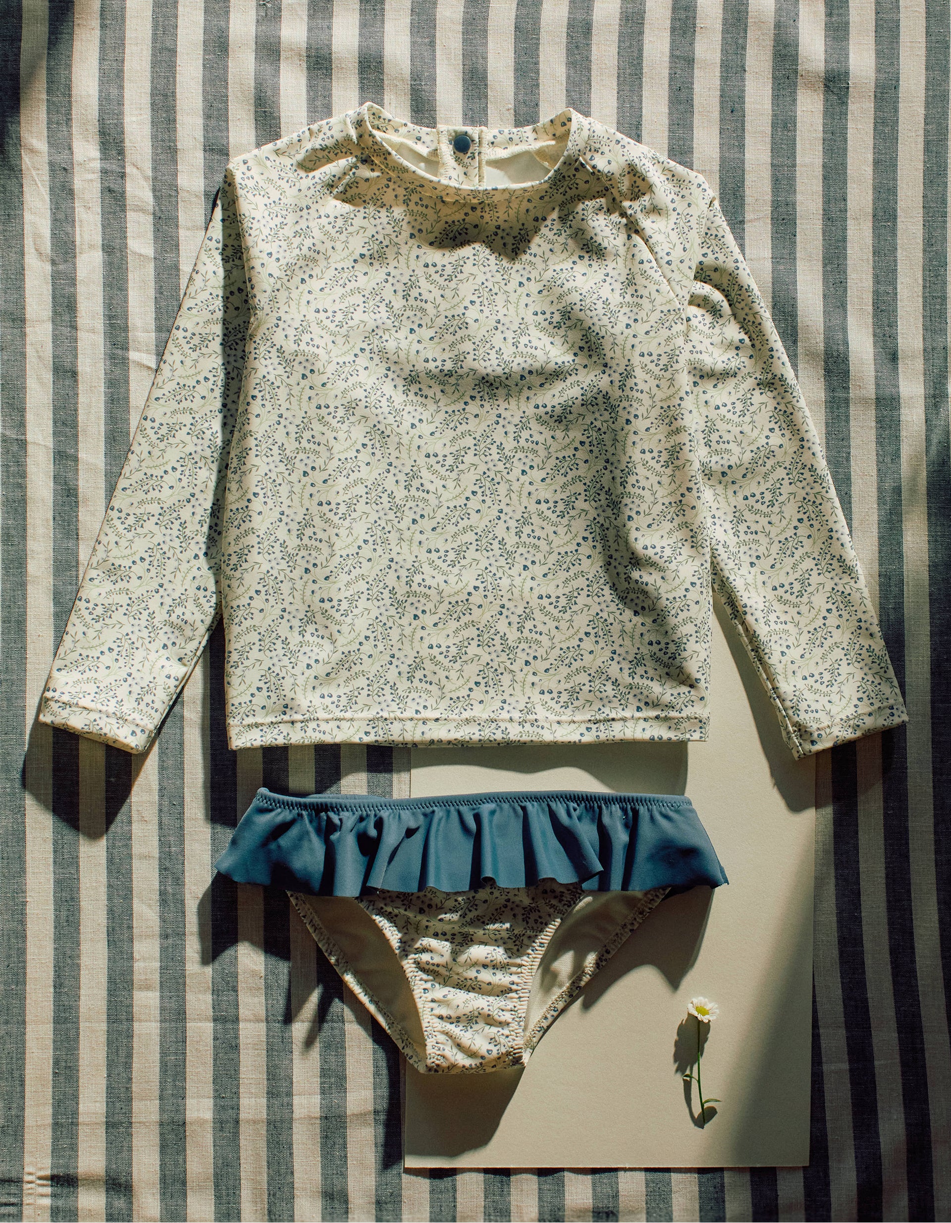 Conjunto de banho com proteção UV 80 You&Me para bebé e menina, branco/azul