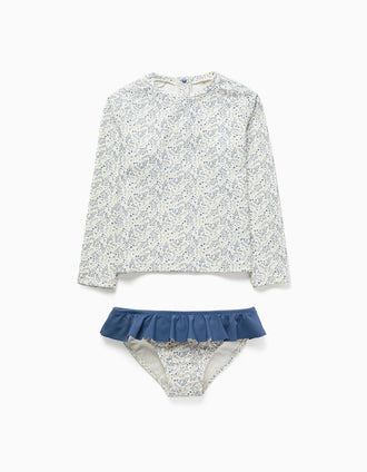 Ensemble de bain à protection UV 40+ You&Me pour bébé et fille, blanc/bleu