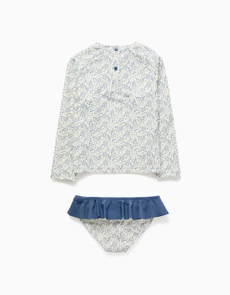 Ensemble de bain à protection UV 40+ You&Me pour bébé et fille, blanc/bleu