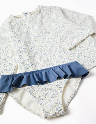Ensemble de bain à protection UV 40+ You&Me pour bébé et fille, blanc/bleu
