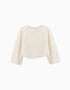 Cardigan en coton à point de lien B&S pour fille, beige clair