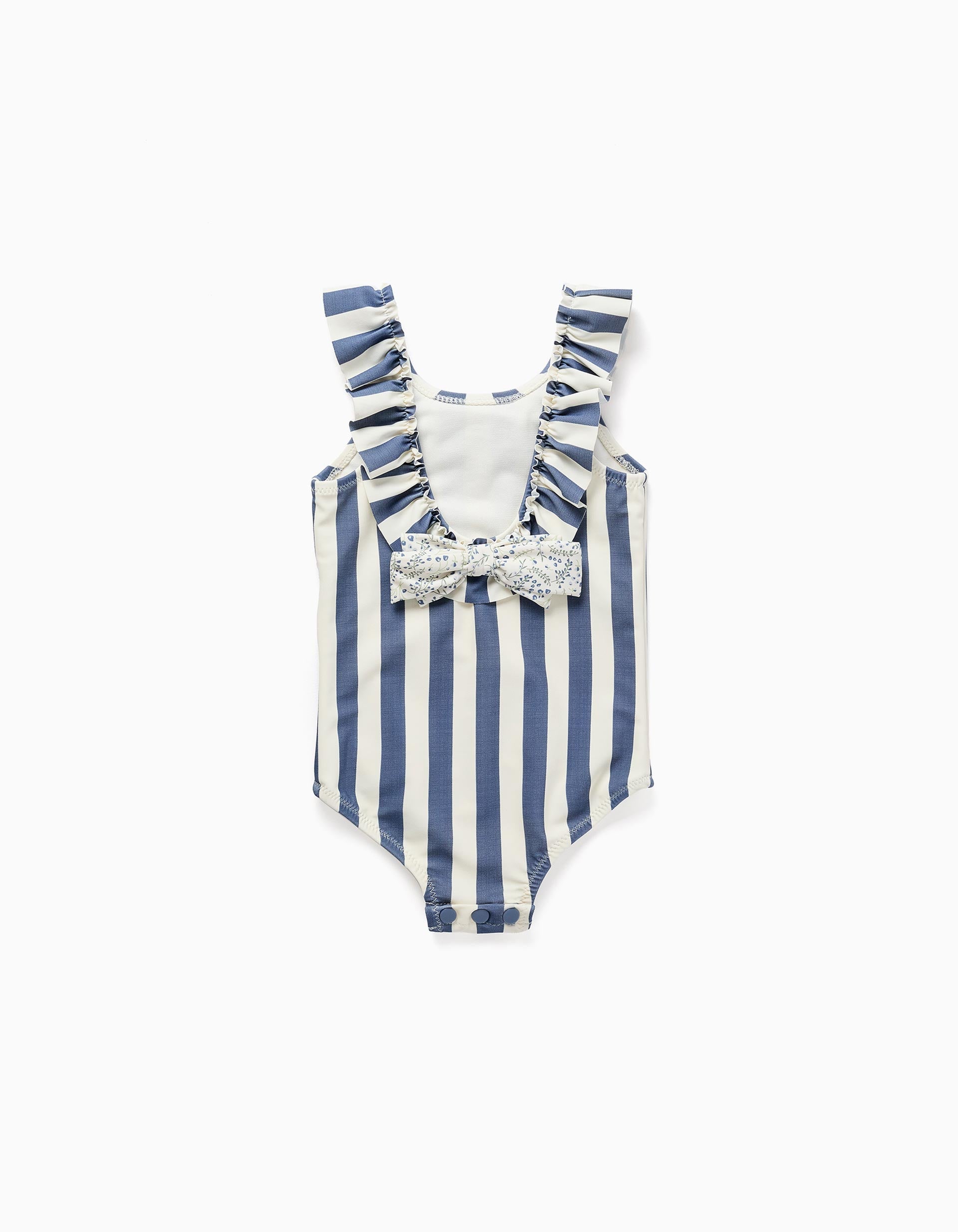 Fato de banho às riscas com folhos You&Me para bebé menina, branco/azul