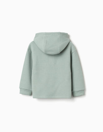 T-shirt com capuz e estampado para bebé menino, verde-claro