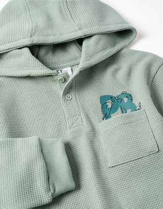 T-shirt com capuz e estampado para bebé menino, verde-claro
