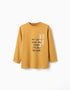 T-shirt en coton à manches longues avec imprimé Art pour garçon, jaune