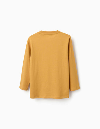 T-shirt de manga comprida com estampado Art para menino, amarelo