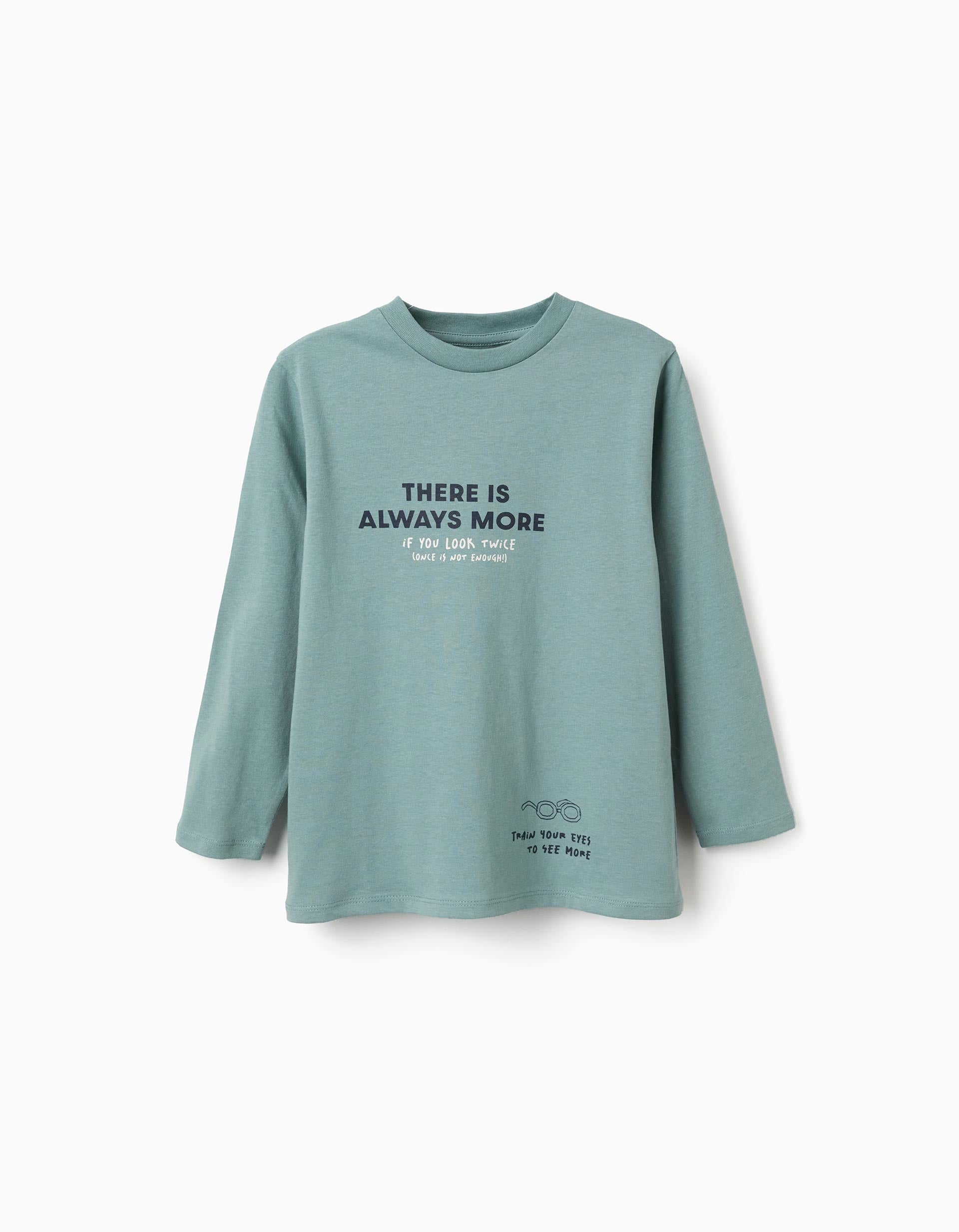 T-shirt de manga comprida Always More para menino, azul-esverdeado