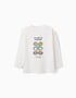 Long sleeve cotton T-shirt with Art of Looking print for boys, white