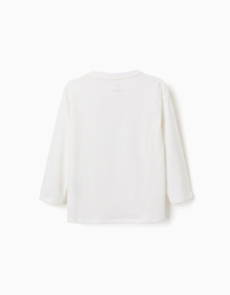T-shirt de manga comprida com estampado Art of Looking para menino, branco