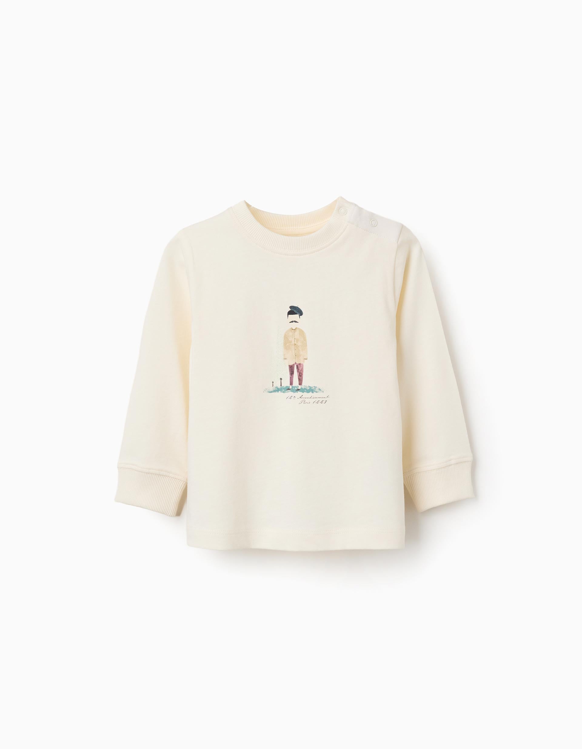 Camiseta de manga larga con estampado de pintor para bebé niño, blanco