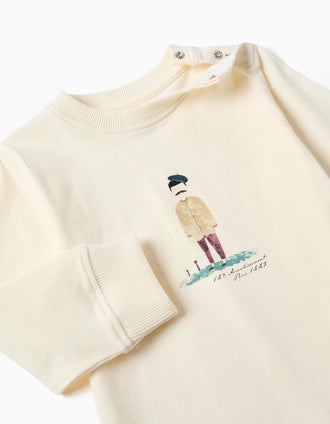 Camiseta de manga larga con estampado de pintor para bebé niño, blanco