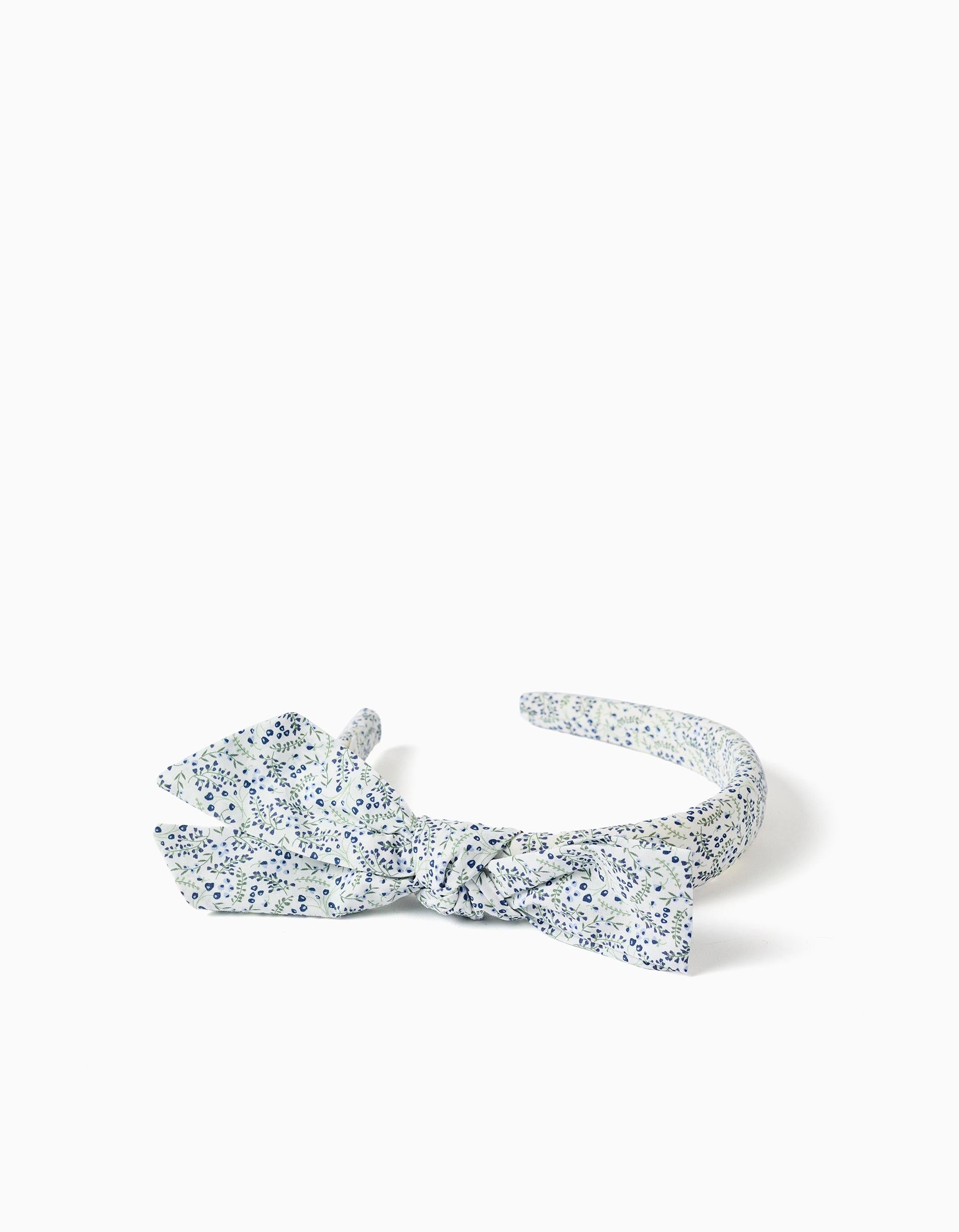 Floral padded Alice band with bow You&Me for girls, white/blue/green