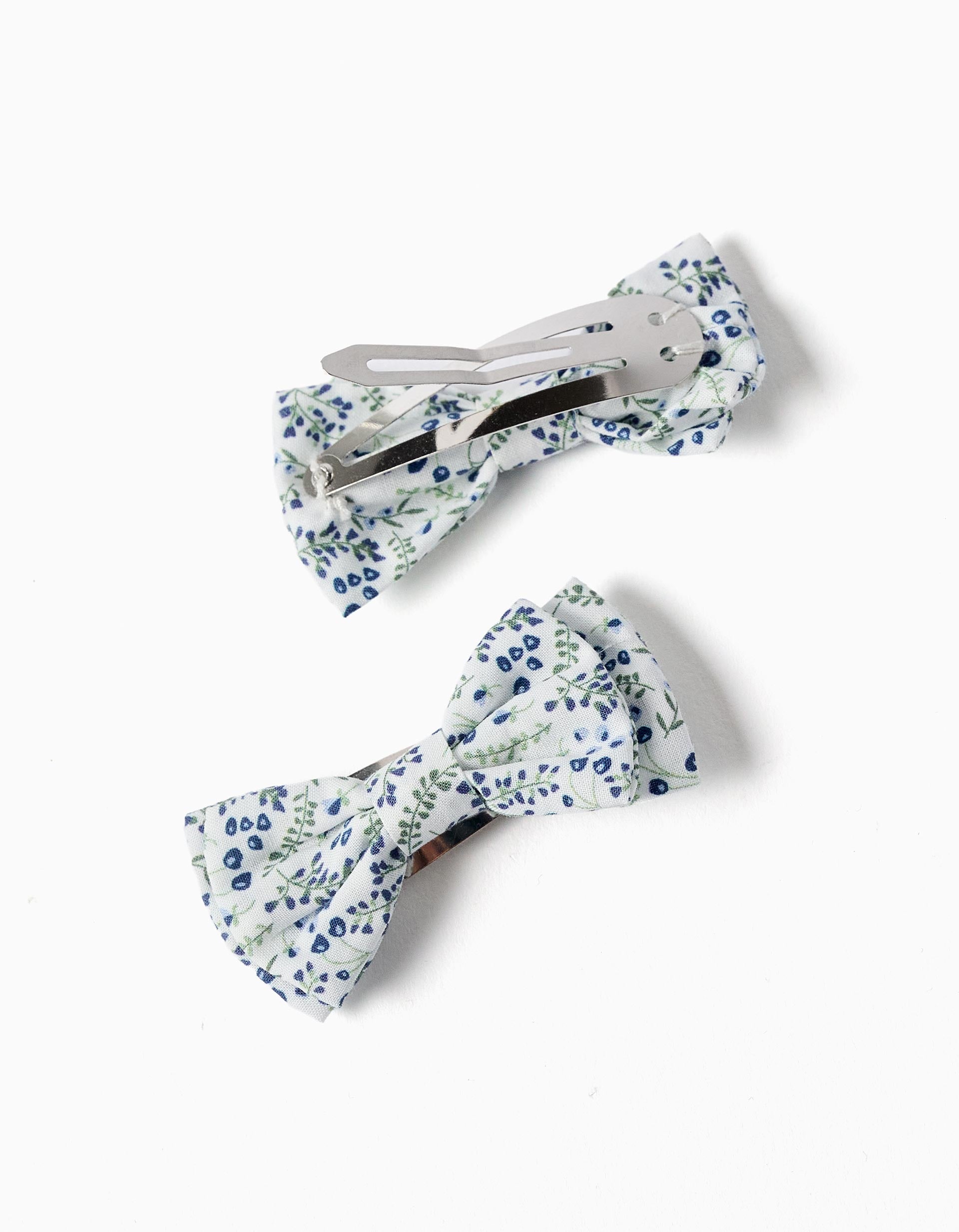 Pack 2 hair clips with floral bows You&Me for girls, white/blue/green