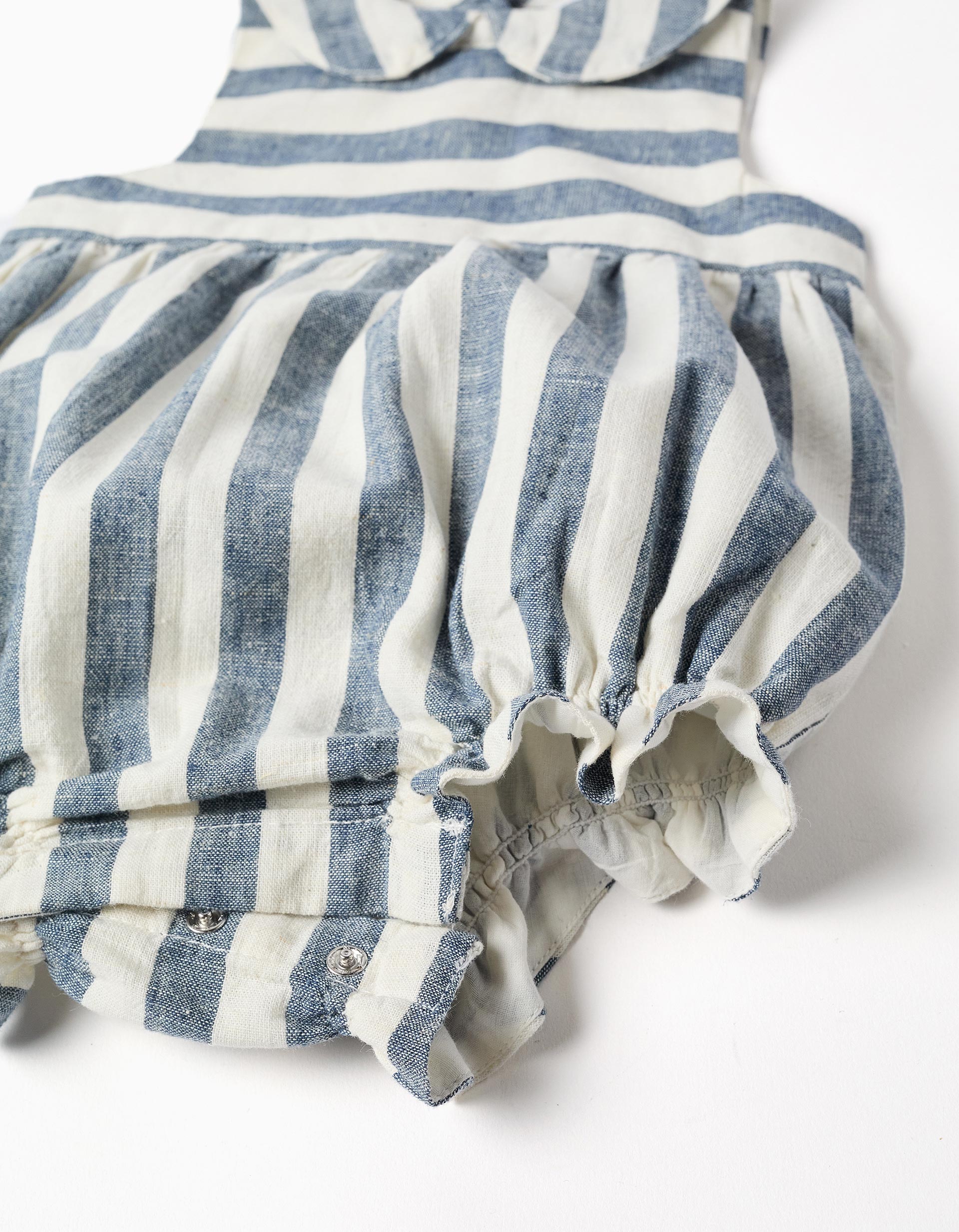 Fofo de algodão e linho às riscas You&Me para recém-nascida, branco/azul