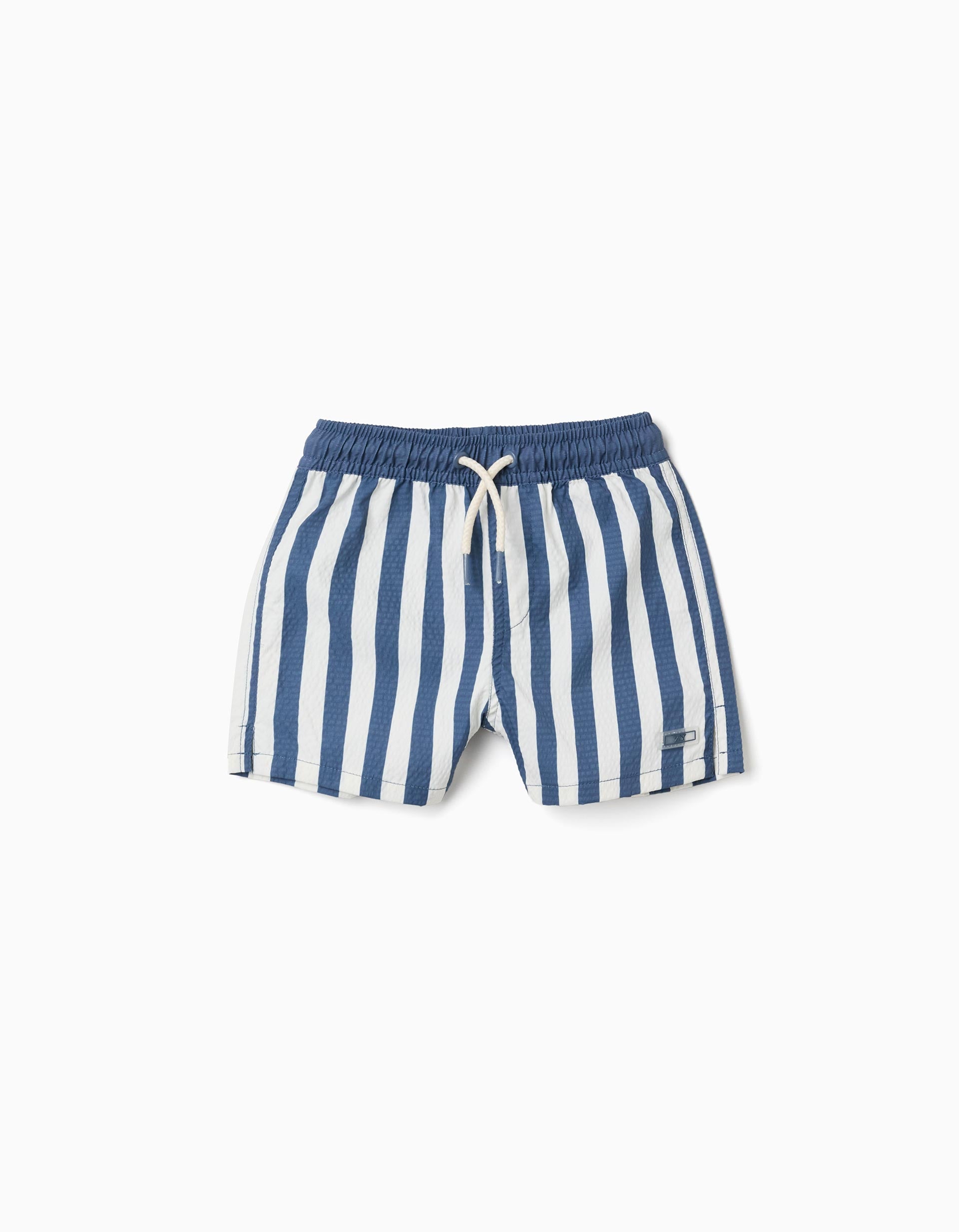Calções de banho às riscas com cordão You&Me para bebé menino, branco/azul