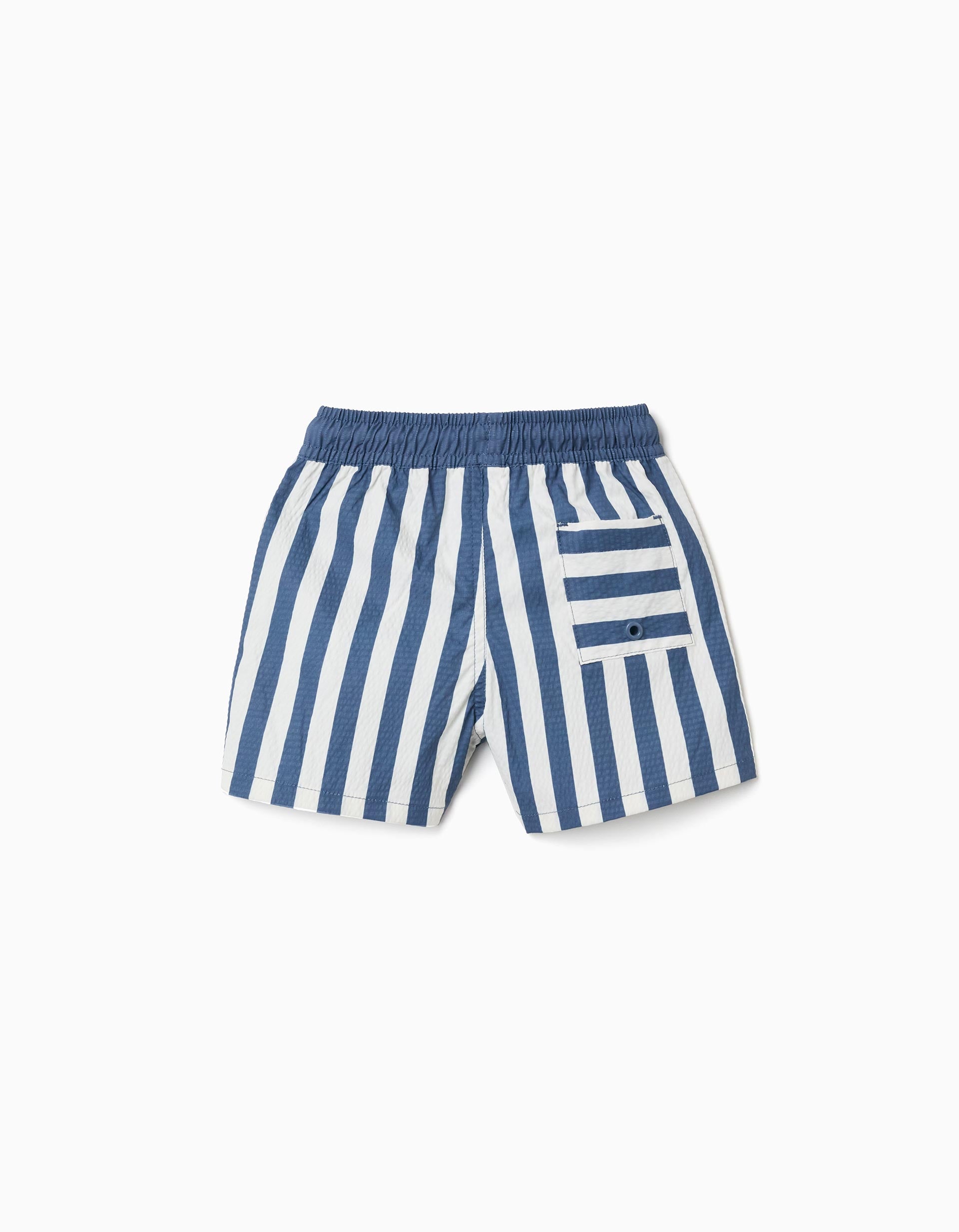 Calções de banho às riscas com cordão You&Me para bebé menino, branco/azul