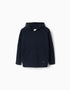 Pull en maille avec capuche B&S pour garçon, bleu foncé