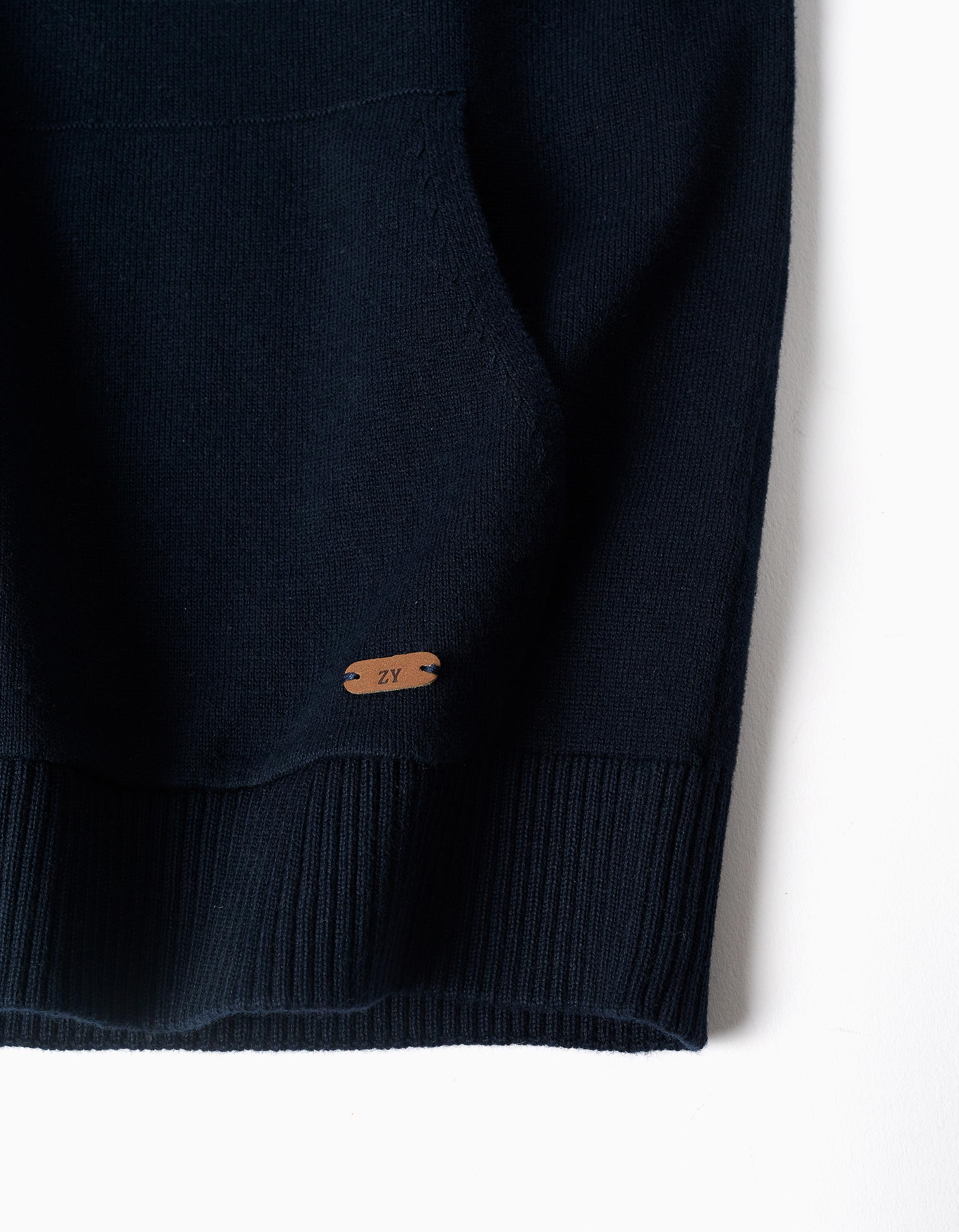 Camisola de malha com capuz B&S para menino, azul-escuro