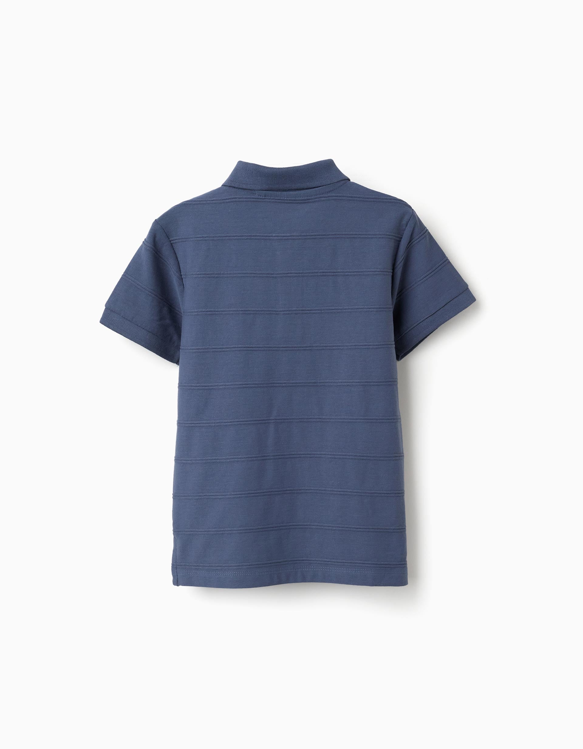 Polo de algodão com linhas em relevo B&S para menino, índigo