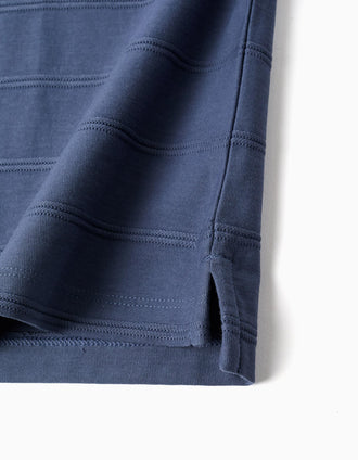 Polo en coton avec lignes en relief B&S pour bébé garçon, indigo