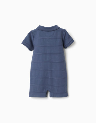 Combinaison en coton à lignes en relief B&S pour nouveau-né, indigo