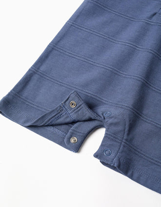 Combinaison en coton à lignes en relief B&S pour nouveau-né, indigo