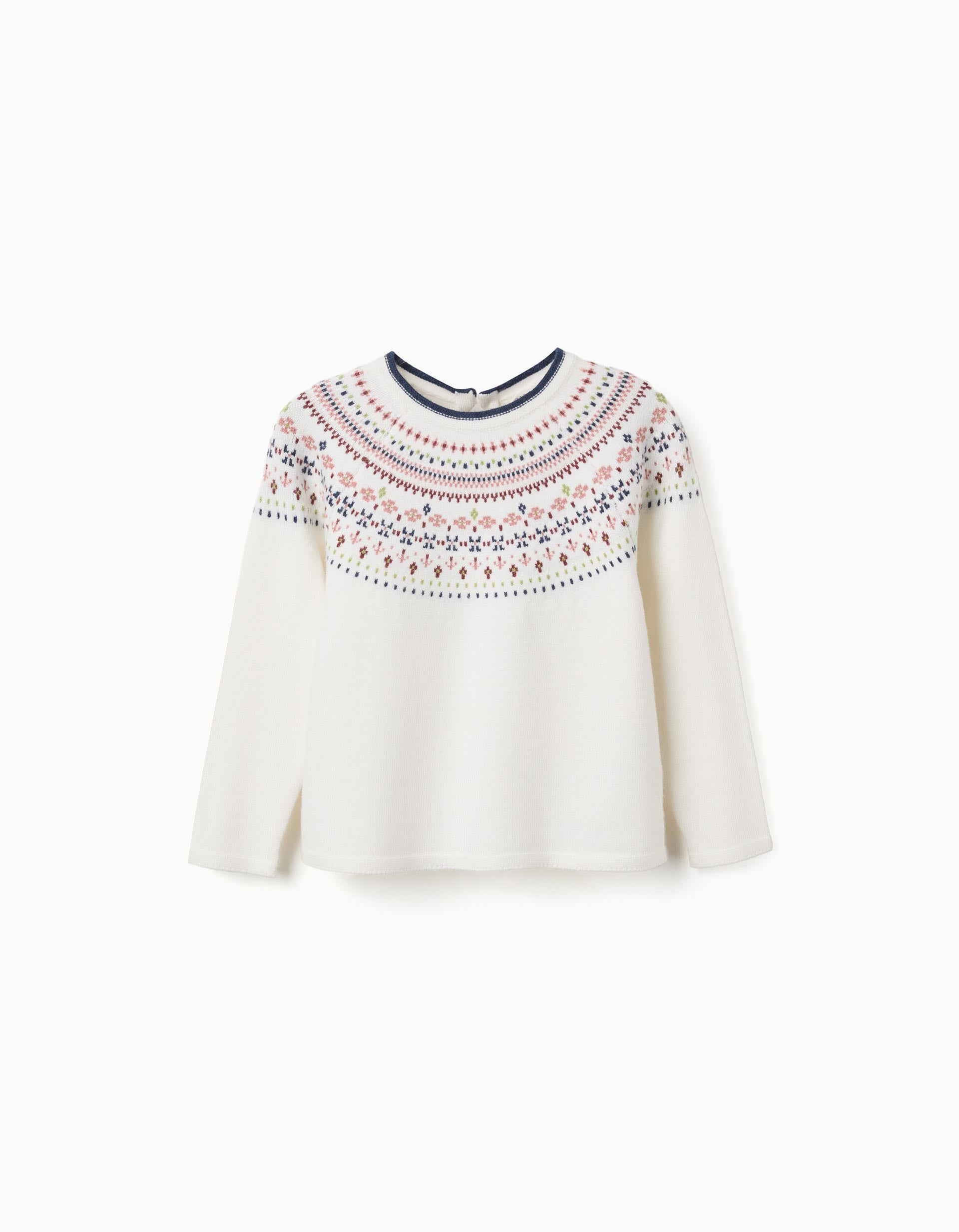 Jersey de punto con jacquard para niña, blanco