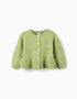 Cardigan with embroidered flowers for baby girls, lime green