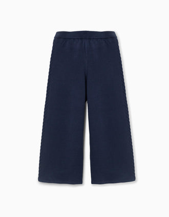 Pantalón de pierna ancha de punto para niña, azul marino