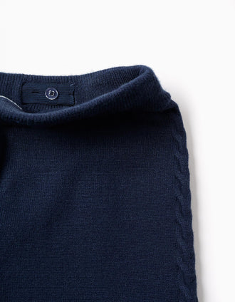 Pantalón de pierna ancha de punto para niña, azul marino