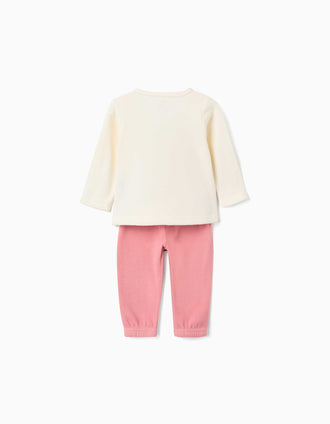 Pijama polar com unicórnio para recém-nascida e bebé, branco/rosa