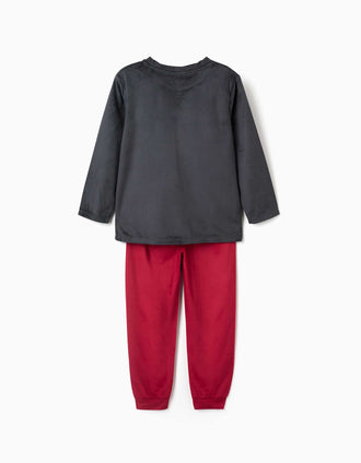 Pijama de veludo com estampado Avengers para menino, cinza/vermelho
