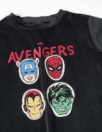 Pijama de veludo com estampado Avengers para menino, cinza/vermelho