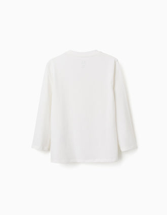 Camiseta de manga larga de algodón Studio para niño, blanco