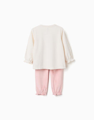 Pijama de terciopelo con Stitch para recién nacida y bebé, beige/rosa
